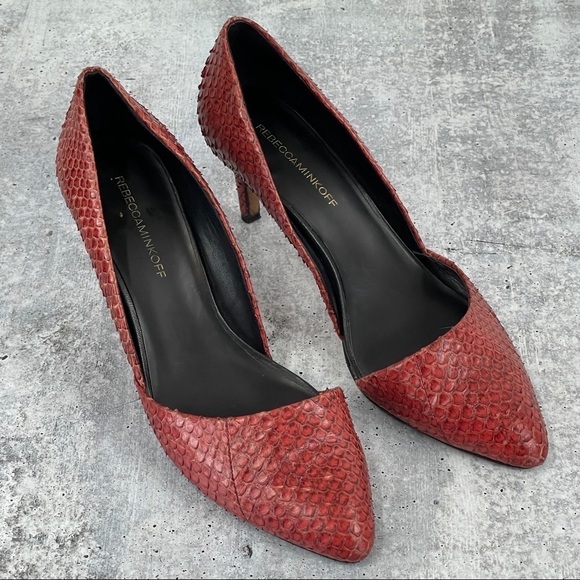 Rebecca Minkoff Paprika Python Brie D’Orsay Pumps - Picture 3 of 13